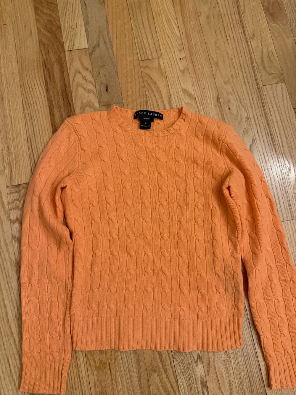 Ralph Lauren cashmere Orange Cable-Knit Crewneck Sweater